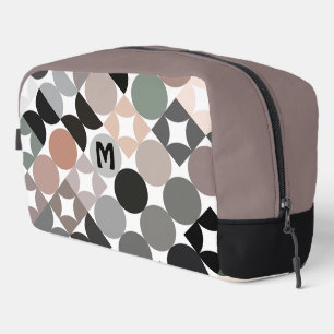 Neceser Patrón de Círculos Beige Verde Gris Negro de Medio