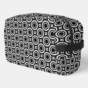 Neceser Patrón de círculos de zigzag blanco y negro