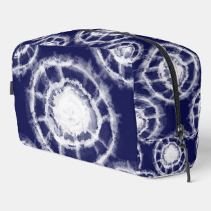 Neceser Patrón de círculos Shibori azules y blancos