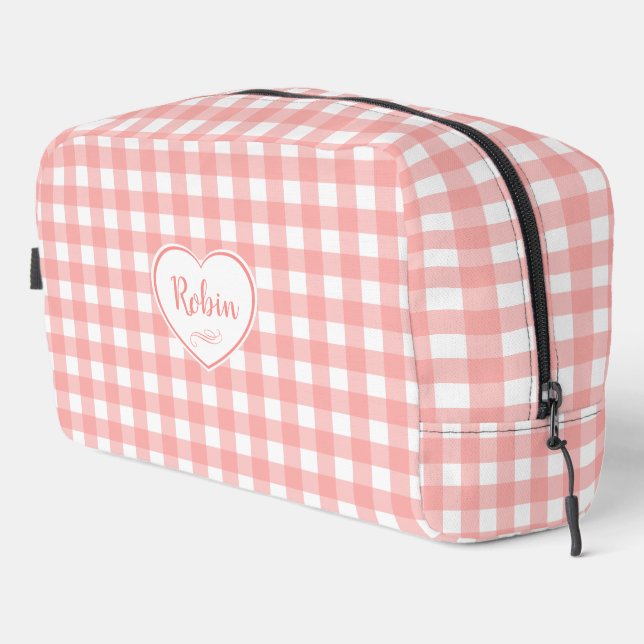 Neceser Patrón de comprobación de Gingham rosa Rubor (Esquina derecha)