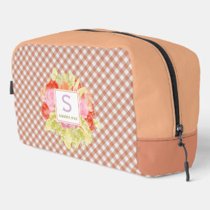 Neceser Patrón de Cuadros de Gingham de Melocotón Naranja 