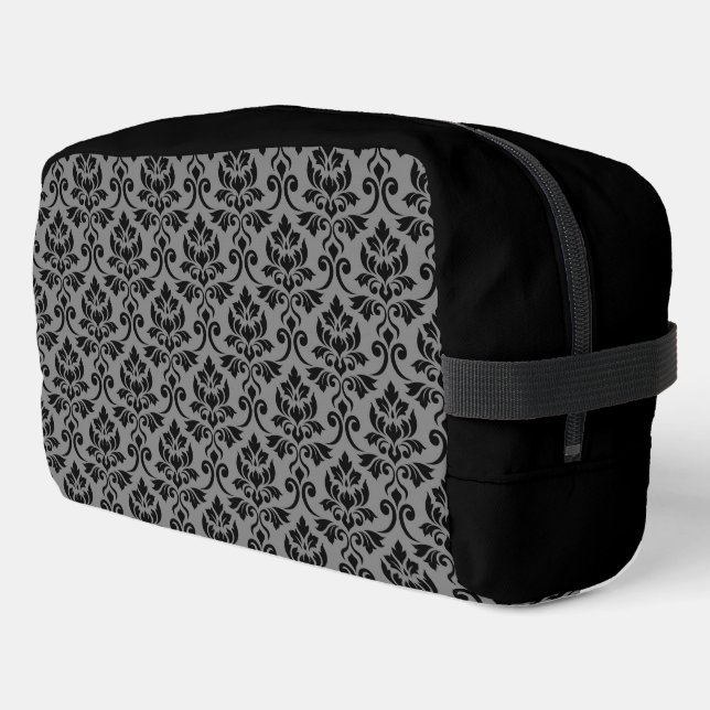 Neceser Patrón de Damask de Feuille negro en gris (Esquina izquierda)