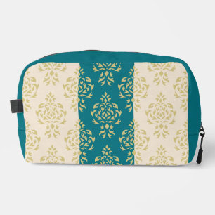 Neceser Patrón de Damask escudo - Oro en Verde azulado y c