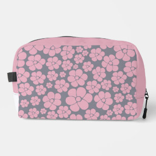 Neceser Patrón de flores en gris y rosa