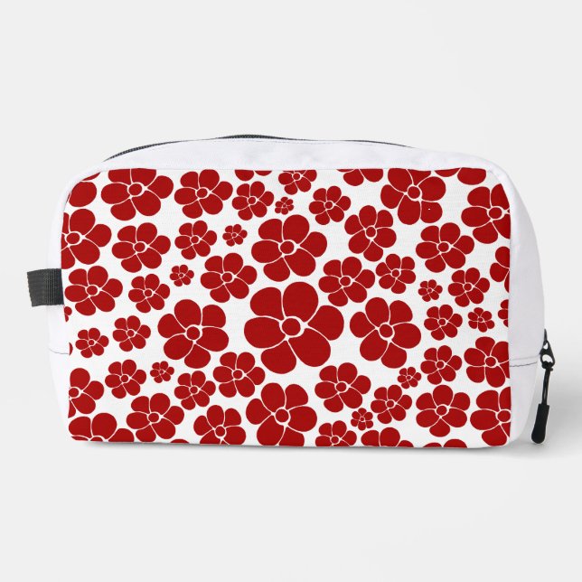 Neceser Patrón de flores en rojo y blanco (Anverso)