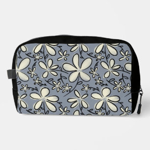 Neceser Patrón de flores gris y crema