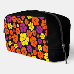 Neceser Patrón de flores - negro, rosa, naranja y amarillo