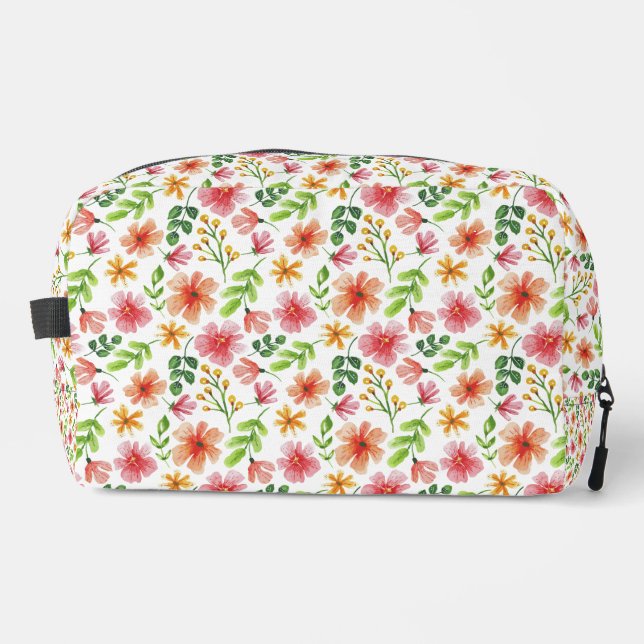 Neceser Patrón de flores rosadas en acuarela (Anverso)