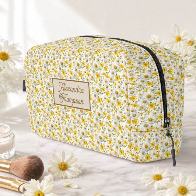 Neceser Patrón de flores silvestres amarillas con monogram (Subido por el creador)
