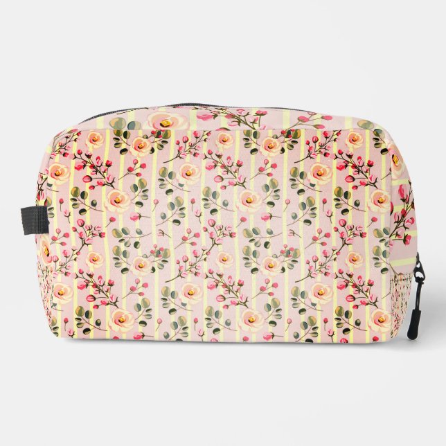 Neceser Patrón de franja floral rosa suave (Anverso)