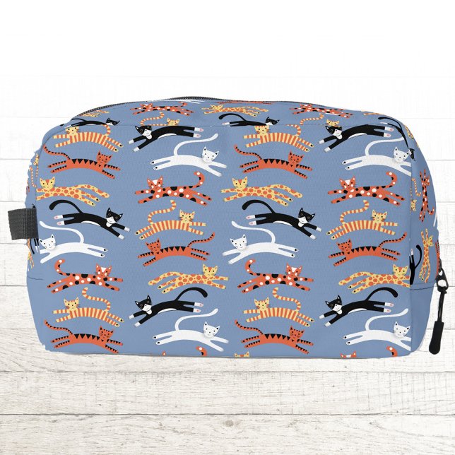 Neceser Patrón de gato de Fun Kitty (Fun kitty cat pattern blue zip bag)