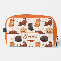 Patrón de gatos lindos con nombre de monograma per