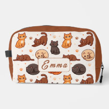 Patrón de gatos lindos con nombre de monograma per