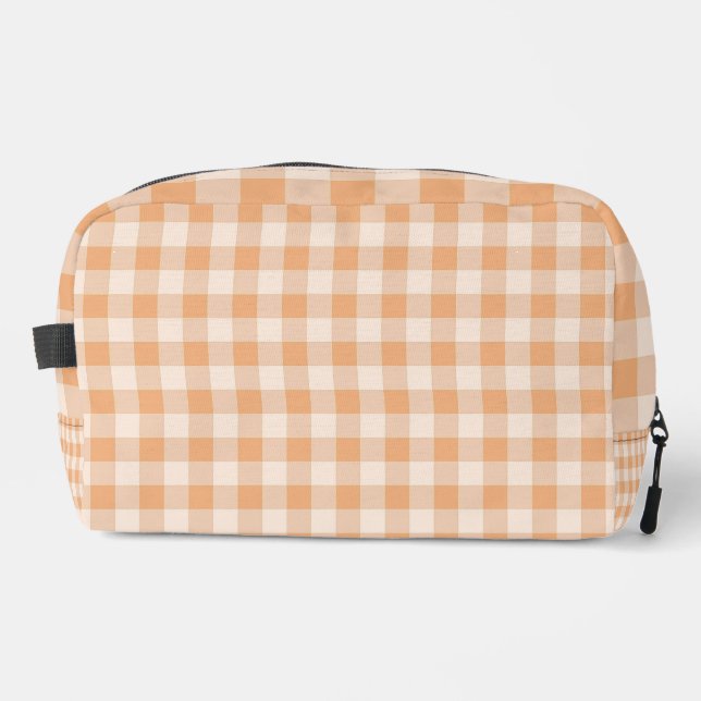 Neceser Patrón de Gingham de Peach White Checkered (Anverso)
