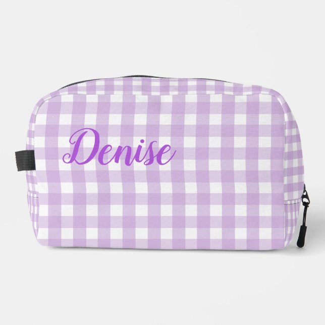 Neceser Patrón de Gingham púrpura Pastel (Anverso)