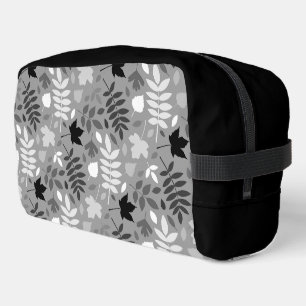 Neceser Patrón de hojas caídas monocromo en gris