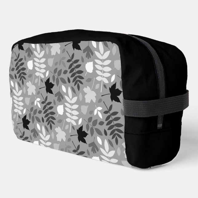 Neceser Patrón de hojas caídas monocromo en gris (Esquina izquierda)