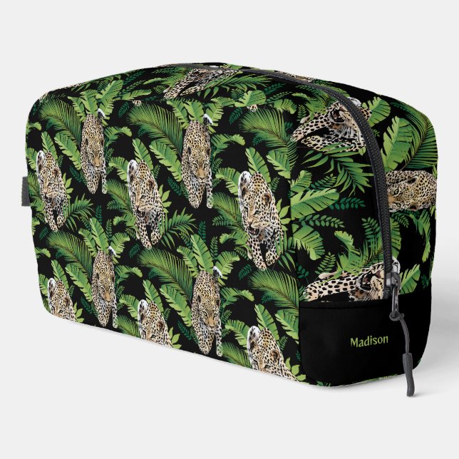 Neceser Patrón de leopardo de nombre personalizado (Esquina derecha)