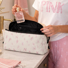 Neceser Patrón de letra rosa acuarela divertida moderna