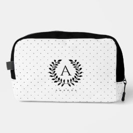 Neceser Patrón de lunares con monograma de laurel en blanc