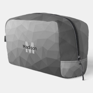 Neceser Patrón de malla geométrica gris Monograma