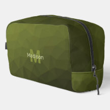 Patrón de malla geométrica verde militar Monograma