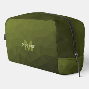 Neceser Patrón de malla geométrica verde militar Monograma