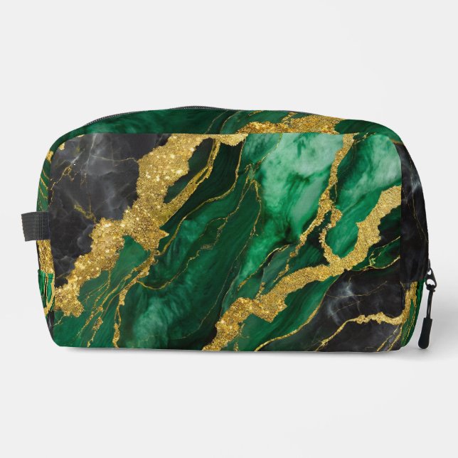 Neceser Patrón de mármol verde con oro (Anverso)