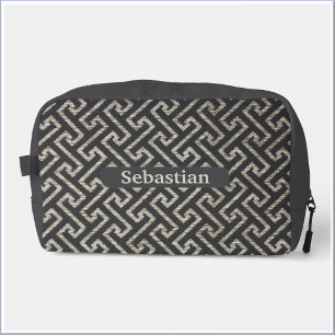 Neceser Patrón de Maze Beige Negro Masculino