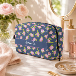 Neceser Patrón de Peonías con Nombre Personalizado