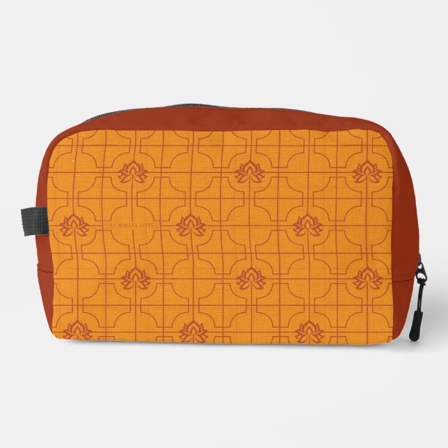 Neceser Patrón de rejilla Golden Lotus - El Lotus blanco (Anverso)