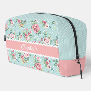 Neceser Patrón de rosa verde menta pastel francés con rubo