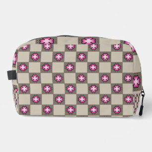 Neceser Patrón de tablero de cheques floral rosa