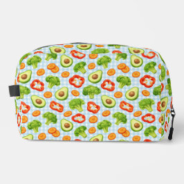 Neceser Patrón de Verduras sobre Gingham Azul