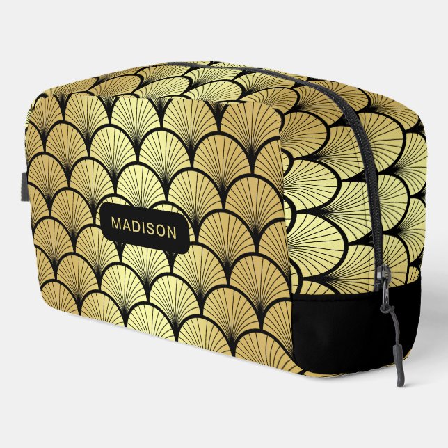 Neceser Patrón elegante de Art Deco de Oro Negro Personali (Esquina derecha)