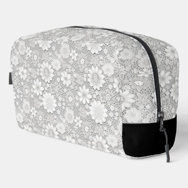 Neceser Patrón elegante de encaje floral blanco (Esquina derecha)