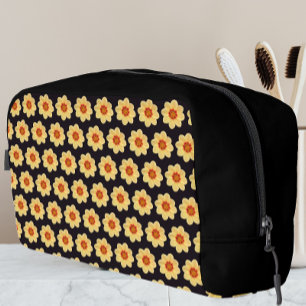 Neceser Patrón floral de Dahlia amarillo en negro