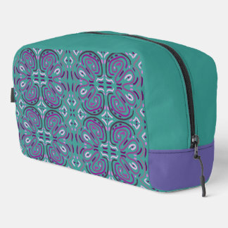 Neceser Patrón floral femenino púrpura sobre turquesa