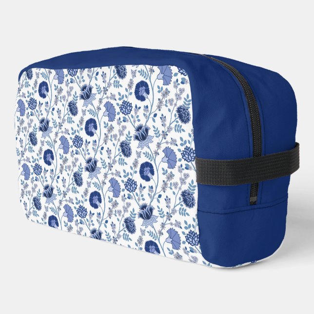 Neceser Patrón floral jacobino azul sobre blanco (Esquina izquierda)