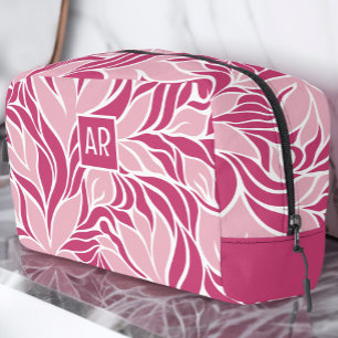 Neceser Patrón Floral Monograma Moderno Rosa y Blanco Geni