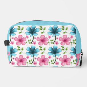 Neceser Patrón floral rosa y azul