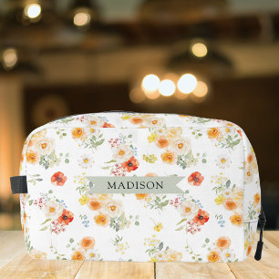 Neceser Patrón Floral Soleado de Acuarela con Nombre Perso