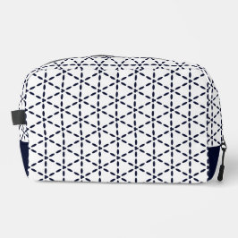 Neceser Patrón geométrico azul marino sobre blanco