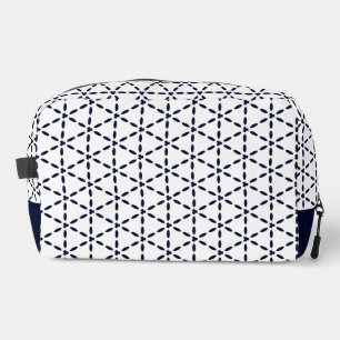 Neceser Patrón geométrico azul marino sobre blanco
