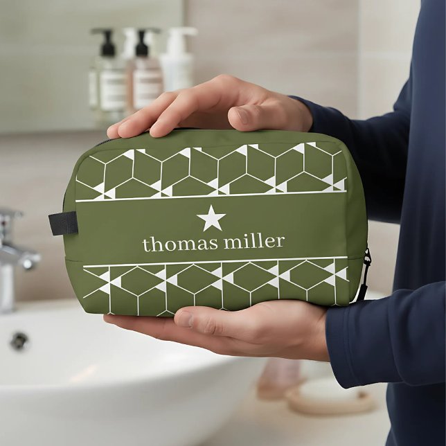 Neceser Patrón geométrico moderno con estrella Monograma (geometric pattern toiletry bag with name)