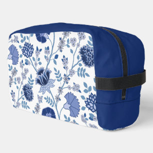 Neceser Patrón jacobino floral Lg azul en blanco