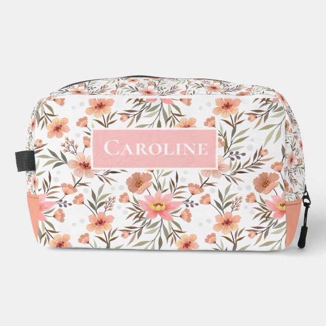 Neceser Peach Floral Personalized Cosmetic Bag (Anverso)