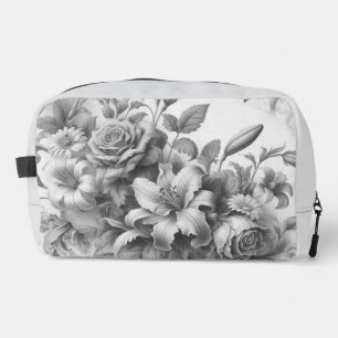Neceser Perfección floral de antigüedades en blanco y negr