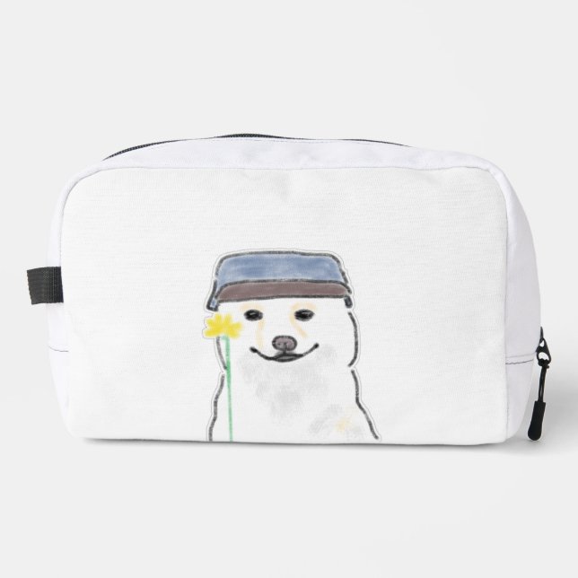 Neceser Perro blanco lindo que lleva sombrero sosteniendo  (Anverso)