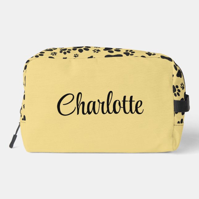 Neceser Perro Paws Black and White Polka Dot sobre la crem (Reverso )